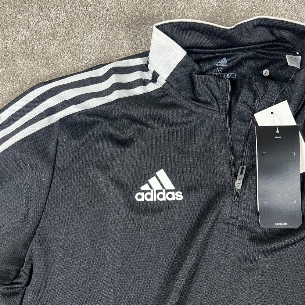 Adidas Mens Tiro 21 Training Top Black White Quarter Zip Pullover Medium NEW - Picture 4 of 7